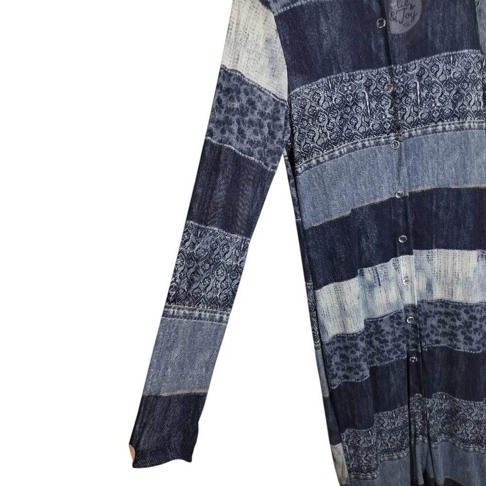 4947) Jolie & Joy Denim look Printed Long Sleeve Mesh Maxi Duster and Tank XL - Picture 4 of 15